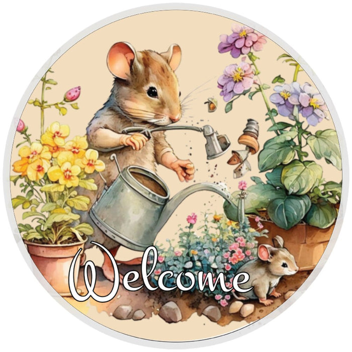10 Mouse Garden Welcome Sign, Wreath Sign, Home Decor, Metal Sign, The Ritzy Cactus