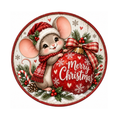 10" Mouse Ornament Christmas Sign, Metal Wreath Sign,  Christmas Wreath Sign