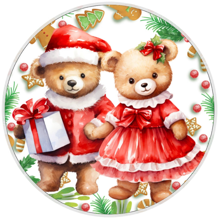 10 Mr & Mrs Santa Bear Wreath Sign, Wreath Sign, Home Decor