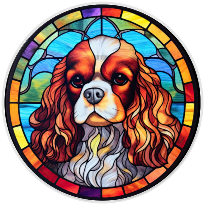 10 Multi Color Cavalier King Charles Spaniel Stained Glass Look Sign, Metal Wreath Sign, Home Decor