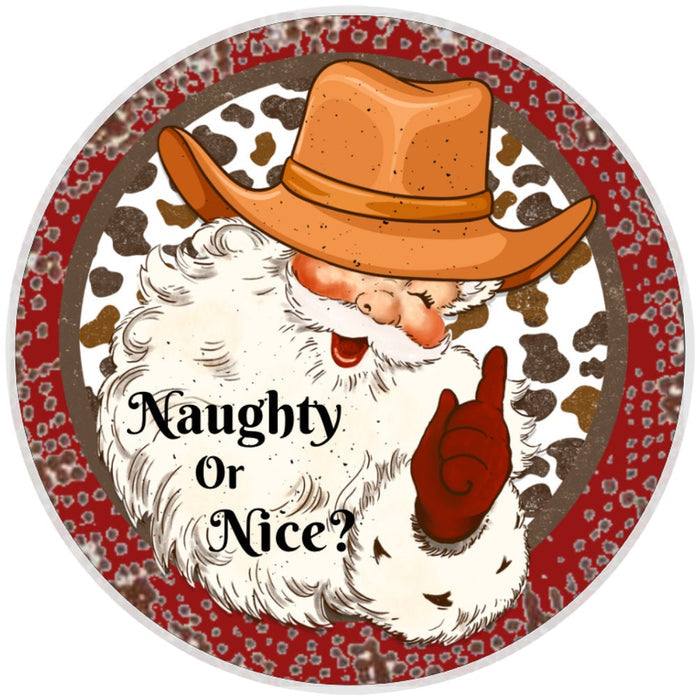 10 Naughty or Nice Santa Wreath Sign, Metal Wreath Sign, Home Decor