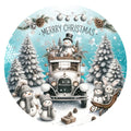 10 Olde Truck Aqua Merry Christmas Woodland Sign, Wreath Metal Sign, Home Decor