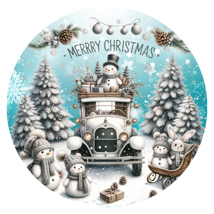 10 Olde Truck Aqua Merry Christmas Woodland Sign, Wreath Metal Sign, Home Decor