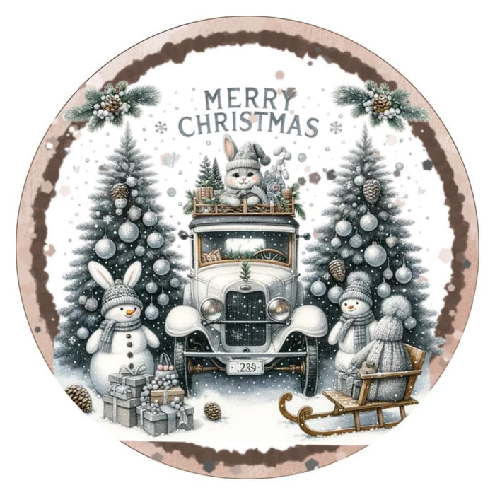 10 Olde Truck Merry Christmas Woodland Sign, Wreath Metal Sign, Home Decor