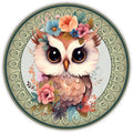 10 Owl Floral Medallion Sign, Metal Wreath Sign, Home Decor, Metal Sign, The Ritzy Cactus