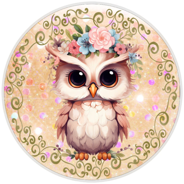 10 Owl Pink Floral Sign, Wreath Sign, Home Decor, Metal Sign, The Ritzy Cactus
