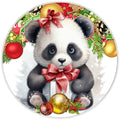 10 Panda Christmas Sign, Metal Wreath Sign, Home Decor