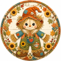 10" Patchwork Scarecrow Fall Sign, Metal Wreath Sign,  Wreath Sign