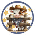 10 Patriotic Cow Wreath Sign, Wreath Sign, Home Decor, Metal Sign, The Ritzy Cactus