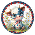 10 Patriotic Daisy Cow Wreath Sign, Wreath Sign, Home Decor, Metal Sign, The Ritzy Cactus