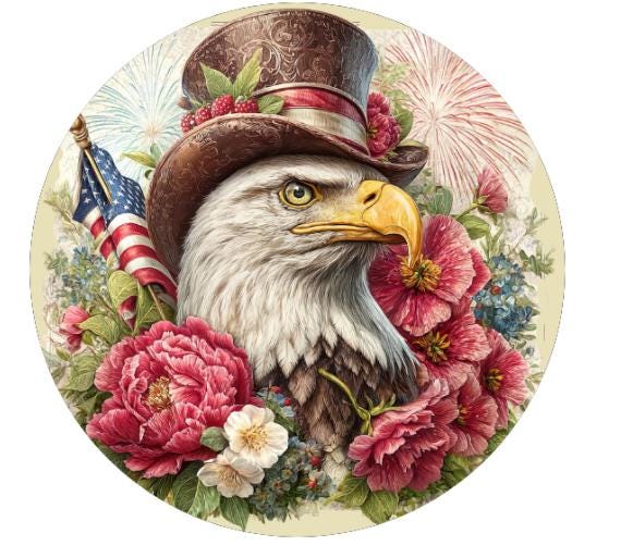 10 Patriotic Eagle Fourth of July Sign , Wreath Sign, Metal Sign, Home Decor