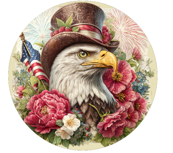 10” Patriotic Eagle Fourth of July Sign , Wreath Sign, Metal Sign, Home Decor