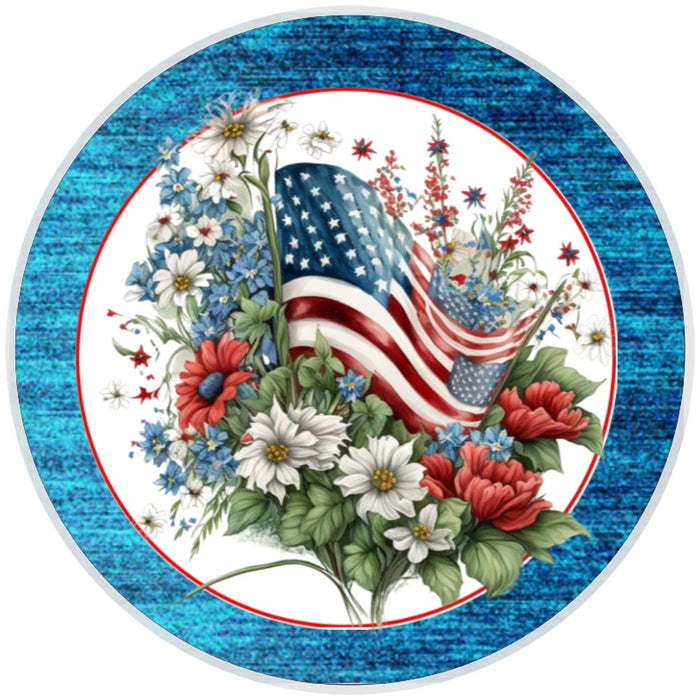 10 Patriotic Floral Flag Sign, Wreath Sign, Home Decor