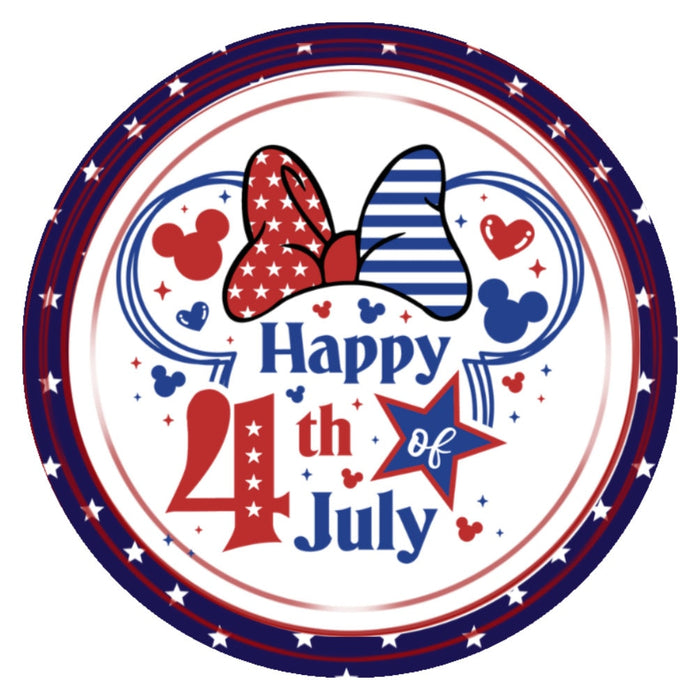 10 Patriotic Miss Mouse Happy Fourth Sign , Wreath Sign, Metal Sign, Home Decor