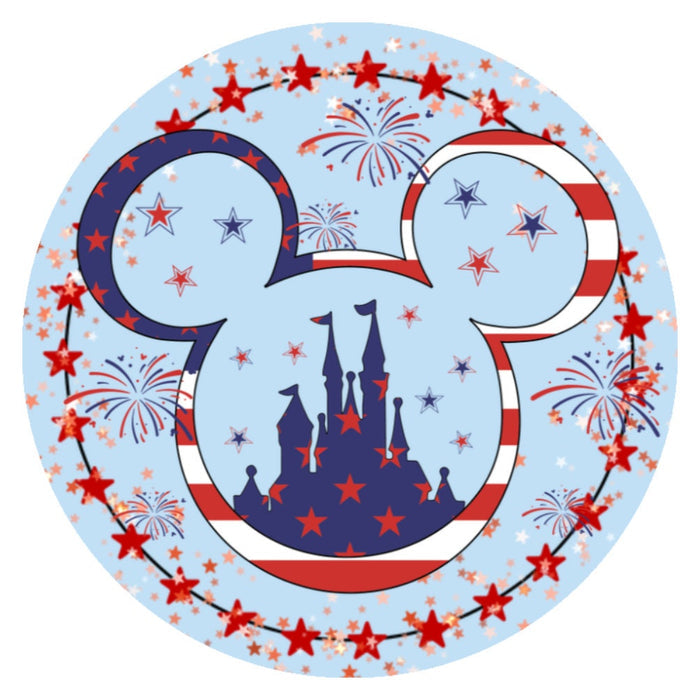 10 Patriotic Mouse Castle  Sign , Wreath Sign, Metal Sign, Home Decor
