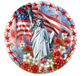 10” Patriotic Statue of Liberty Happy Fourth Sign , Wreath Sign, Metal Sign, Home Decor