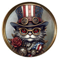 10 Patriotic Steampunk Cat Glasses Sign, Wreath Sign, Home Decor, Metal Sign, The Ritzy Cactus
