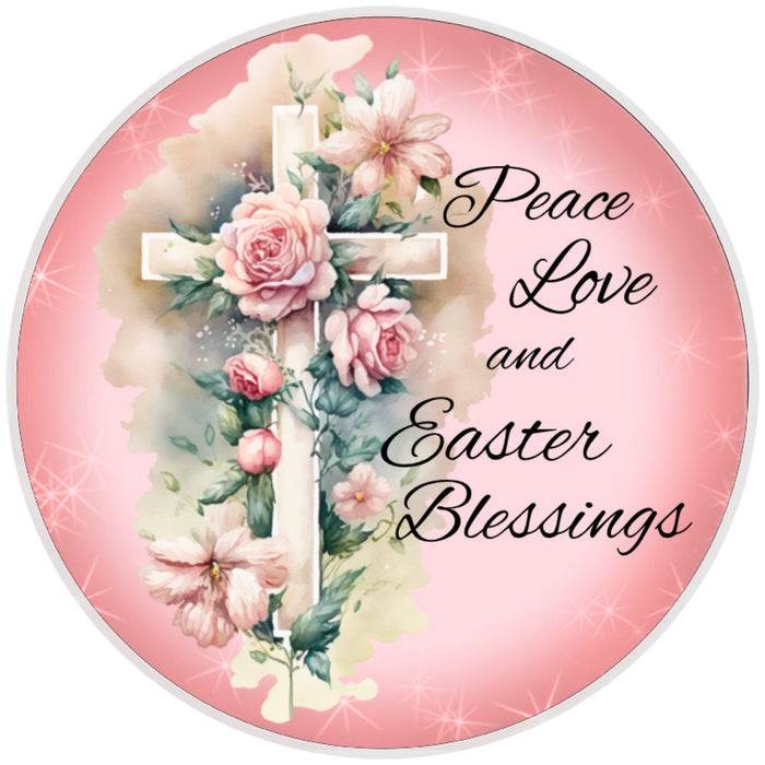 10 Peace Love Easter Religious Sign, Metal Wreath Sign, Home Decor