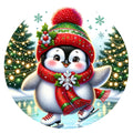 10 Penguin  Christmas  Pond Skating Sign, Metal Wreath Sign, Home Decor