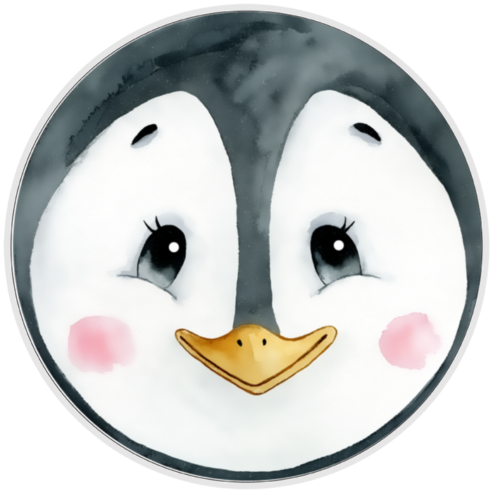 10” Penguin Face Sign, Home Decor, Aluminum, The Ritzy Cactus