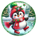 10 Penguin Skating Christmas  Sign, Metal Wreath Sign, Home Decor
