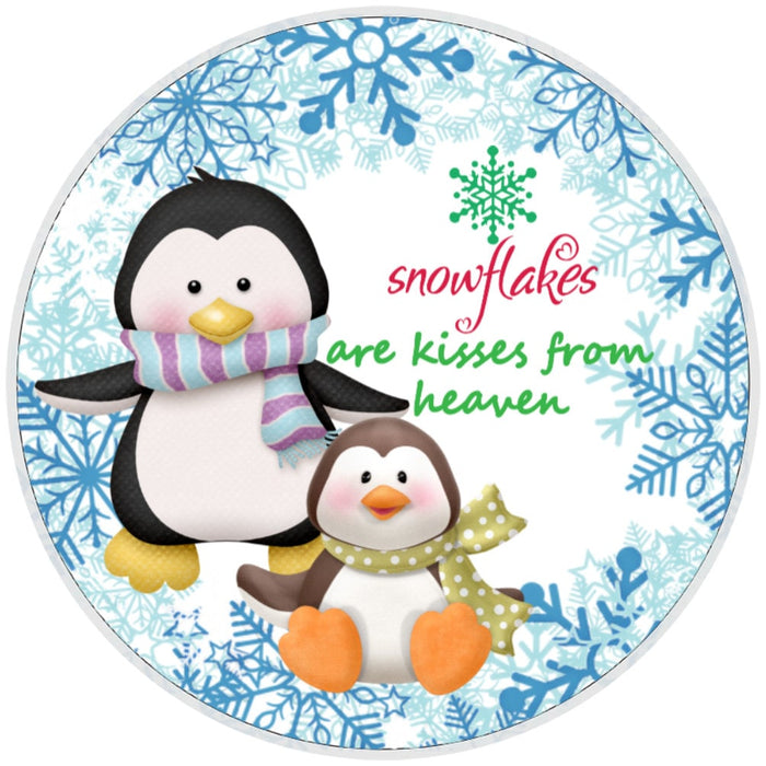 10 Penguin Snowflake Kisses Sign, Wreath Sign, Home Decor, The Ritzy Cactus, Gift