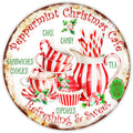 10 Peppermint Christmas Wreath Sign, Metal Wreath Sign, Home Decor