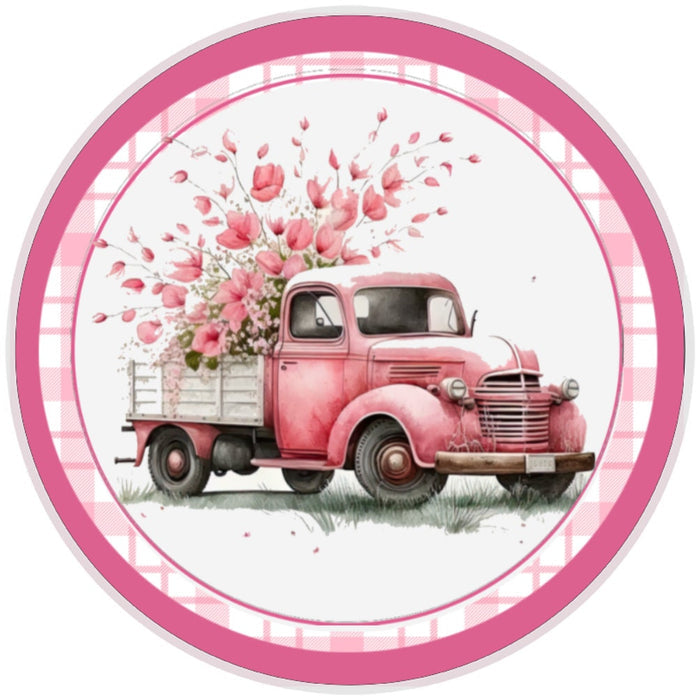 10 Pink Floral Truck Sign, Wreath Sign, Home Decor