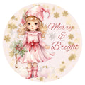 10 Pink Girl Elf Christmas Sign, Wreath Sign, Home Decor