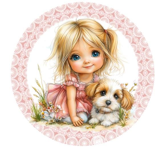 10 Pink Lace Summer Girl Dog Sign, Wreath Sign, Home Decor, Metal Sign, The Ritzy Cactus, DIY Supplies