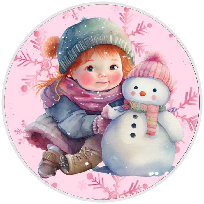 10 Pink Snowman Snowflake Wreath Sign, Wreath Sign, Home Decor