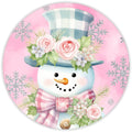10 Pink Snowman Winter Sign, Wreath Sign, Home Decor