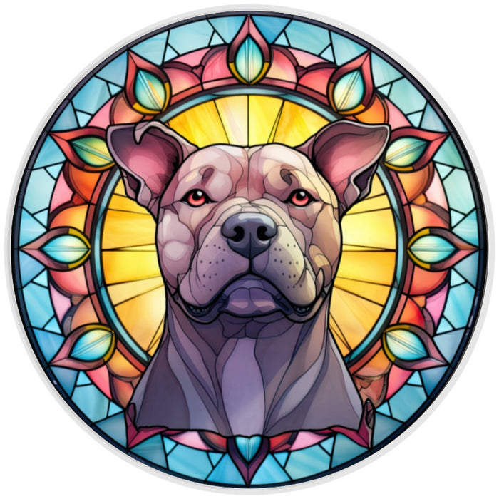 10 PitBull Aqua Stained Glass Look Sign, Metal Wreath Sign, Home Decor