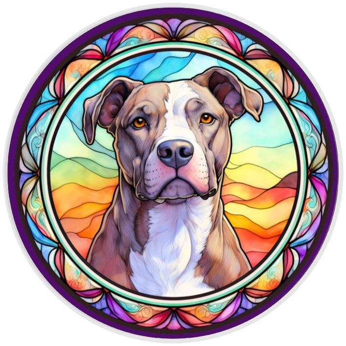 10 PitBull Multi Stained Glass Look Sign, Metal Wreath Sign, Home Decor