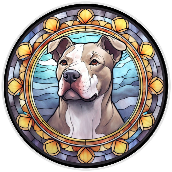 10 PitBull Yellow Stained Glass Look Sign, Metal Wreath Sign, Home Decor