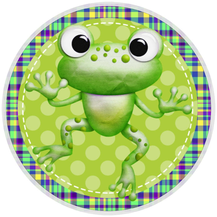 10 Plaid Frog Sign, Wreath Sign, Home Decor, Metal Sign, The Ritzy Cactus
