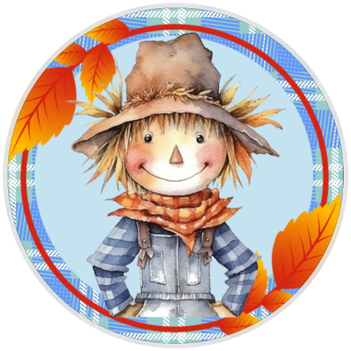 10 Plaid Scarecrow Sign, Halloween Wreath Sign, Home Decor