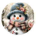 10 Plaid  Scarf Woodland Snowman Sign, Wreath Metal Sign, Home Decor