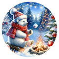 10 Polar Bear Campfire Christmas Wreath Sign, Wreath Sign, Home Decor Metal Sign