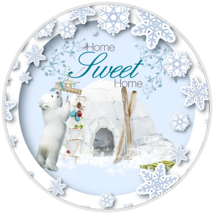 10” Polar Bear Home Sweet Home Sign, Home Decor, Aluminum, The Ritzy Cactus
