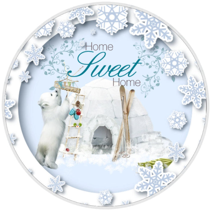 10 Polar Bear Home Sweet Home Sign, Wreath Metal Sign, Home Decor