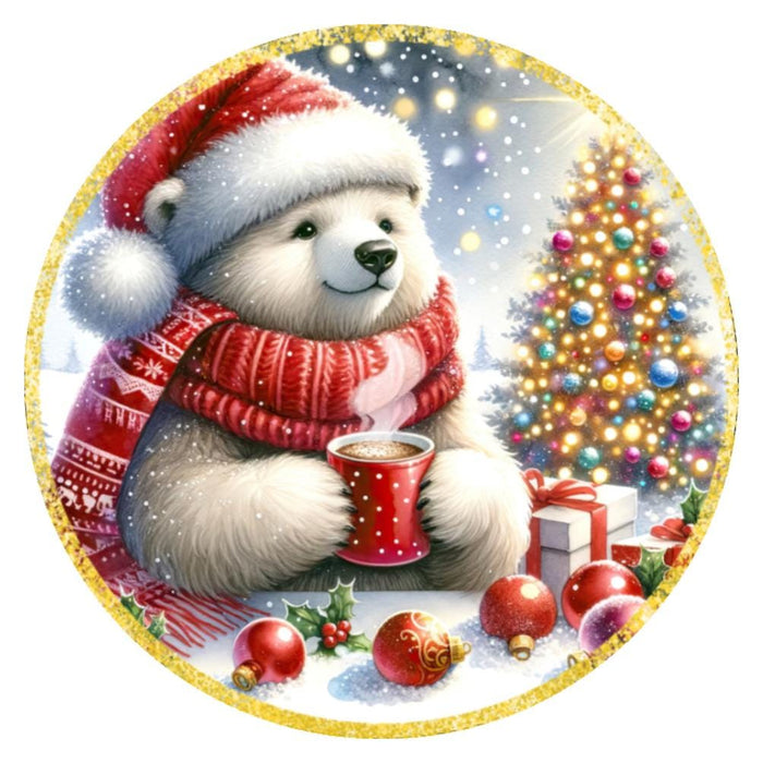 10 Polar Bear Hot Chocolate Wreath Sign, Wreath Sign, Home Decor Metal Sign