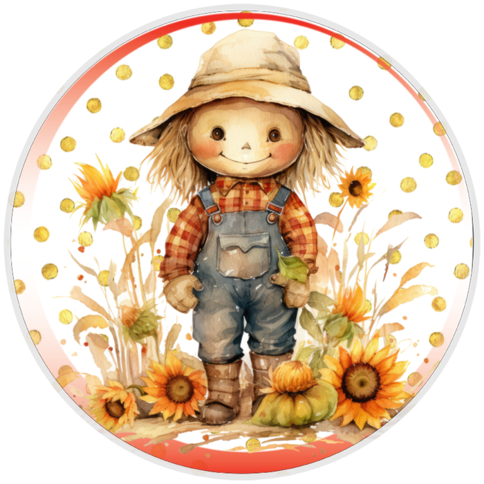 10” Polka Dot Scarecrow Sign, Home Decor, Aluminum, The Ritzy Cactus