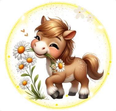 10 Pretty Pony Daisy Sign, Wreath Sign, Home Decor, Metal Sign