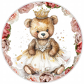 10” Princess Bear Floral Wreath Sign, Home Decor, Aluminum, The Ritzy Cactus