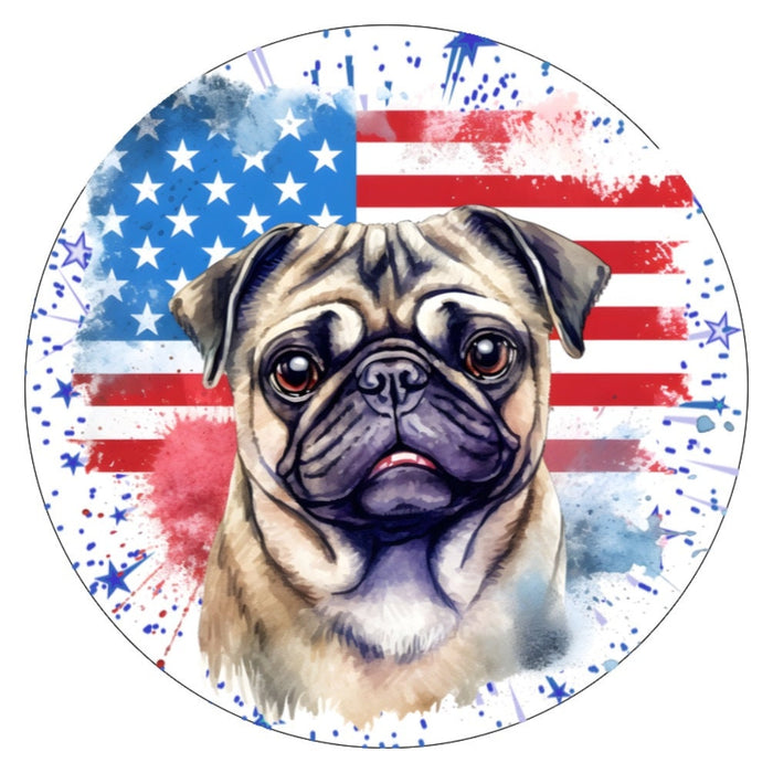 10 Pug Dog Flag Patriotic Sign, Wreath Sign, Home Decor