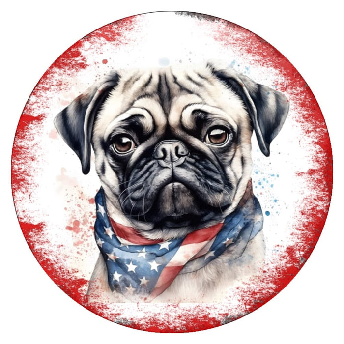 10 Pug Dog Patriotic Sign, Wreath Sign, Home Decor