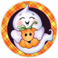 10” Pumpkin Ghost Halloween Sign, Home Decor, Aluminum, The Ritzy Cactus