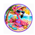 10" Purple Beach Flamingo Wreath Sign, Metal Wreath Sign, Home Decor, Summer Sign