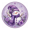 10" Purple Snowman Scallop Sign, Metal Wreath Sign,  Winter Sign Home Decor